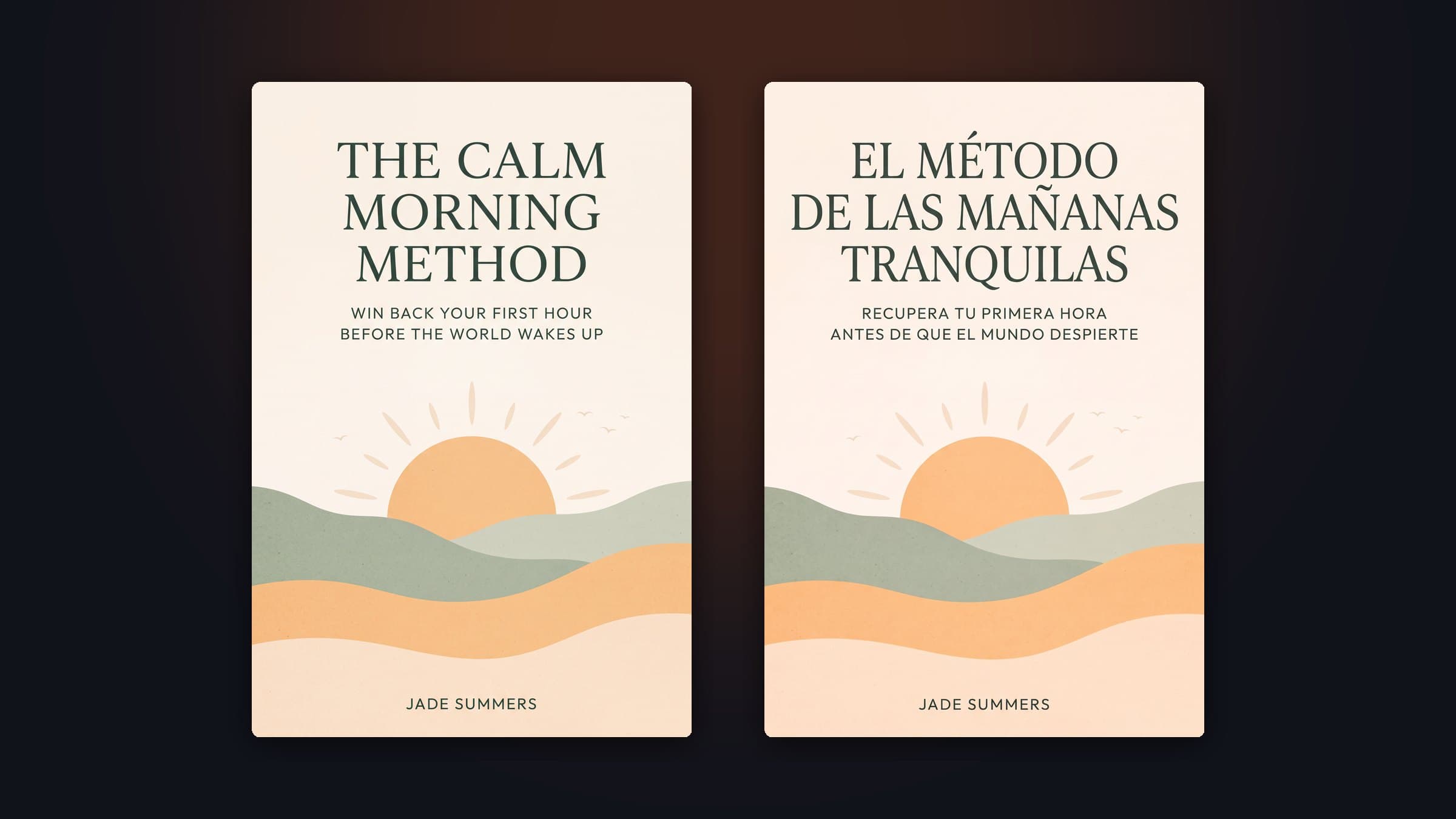 The same book cover in English and in Spanish, with the translated title and subtitle