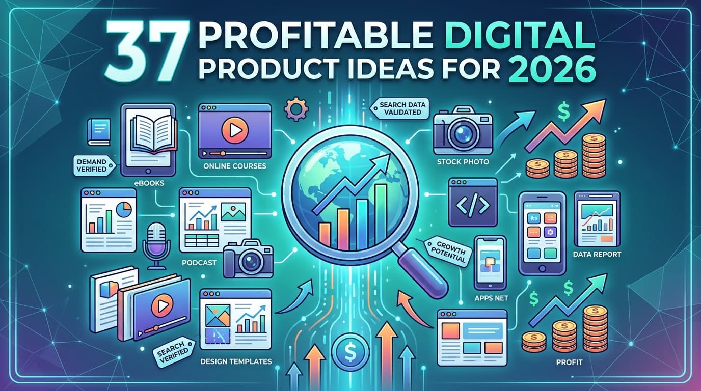 37 Profitable Digital Product Ideas for 2026 (Validated With Real Search Data) featured image